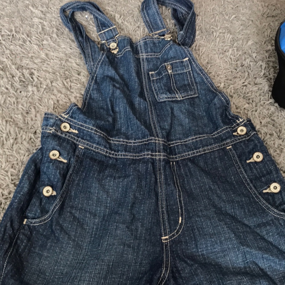 Dark blue denim overalls